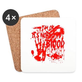 Halloween, Fröhlich, Horror, Monster, Blut, Gruselig, Beängstigend - Untersetzer (4er-Set) - Weiß - Vorne