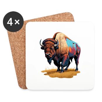 großer Bison - Untersetzer (4er-Set) - Weiß - Vorne