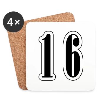 16 Number symbol - Coasters (set of 4) - white - Front