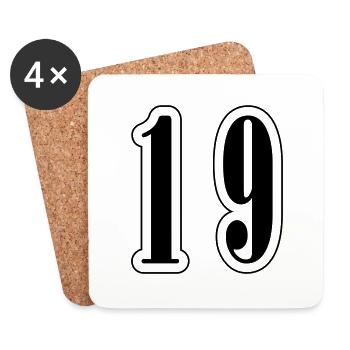 19 Zahl symbol - Untersetzer (4er-Set) - Weiß - Vorne