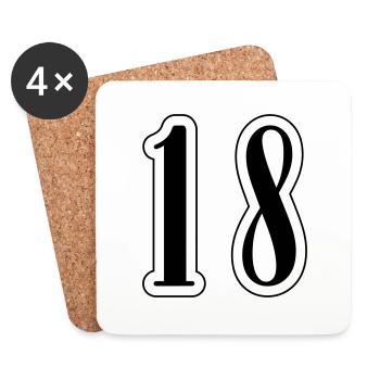 18 Zahl symbol - Untersetzer (4er-Set) - Weiß - Vorne