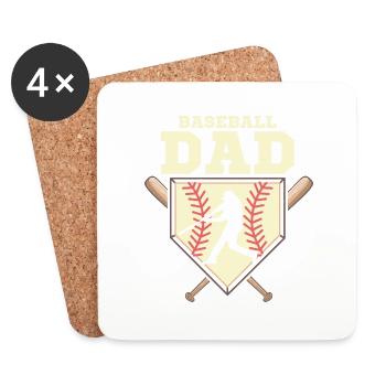 Baseball Dad Sport Fan Father - Coasters (set of 4) - white - Front