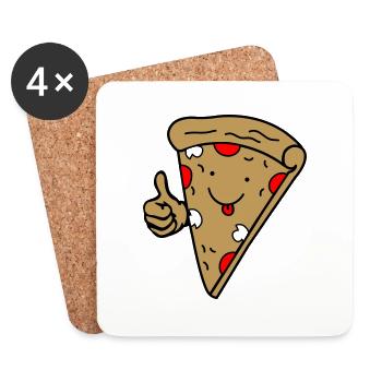 Pizza Comic 02 - Coasters (set of 4) - white - Front