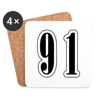 91 Zahl Symbol - Untersetzer (4er-Set) - Weiß - Vorne