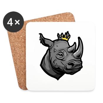 Couronne de tête de rhinocéros - Dessous de verre (lot de 4) - blanc - Devant