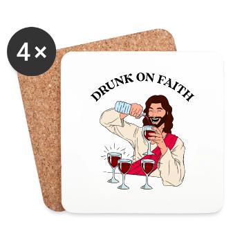 Drunk On Faith Religious Design - Coasters (set of 4) - white - Front