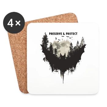 Preserve & Protect Bat Nature Rainforest - Coasters (set of 4) - white - Front