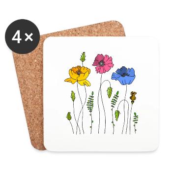 Blumen - Untersetzer (4er-Set) - Weiß - Vorne