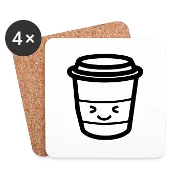 Kaffeebecher - Untersetzer (4er-Set) - Weiß - Vorne