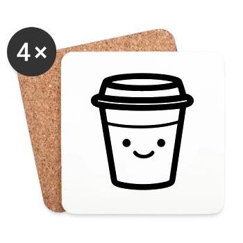 Kaffeebecher - Untersetzer (4er-Set) - Weiß - Vorne