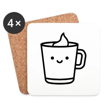 Kaffeebecher - Untersetzer (4er-Set) - Weiß - Vorne