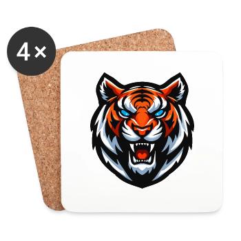 Tiger Head - Coasters (set of 4) - white - Front