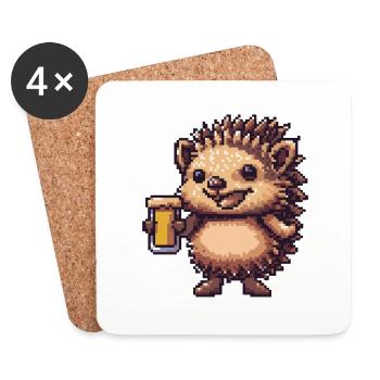 Igel Bier Pixel - Untersetzer (4er-Set) - Weiß - Vorne