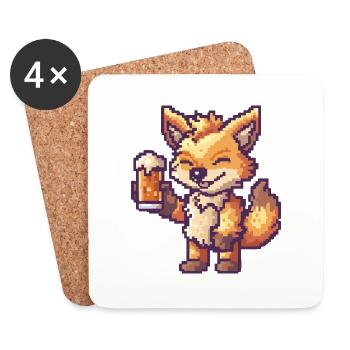 Wolf Bier Pixel - Untersetzer (4er-Set) - Weiß - Vorne