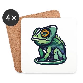 Caméléon - Dessous de verre (lot de 4) - blanc - Devant