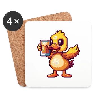 Duck Beer Pixel - Coasters (set of 4) - white - Front