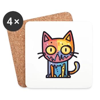 Katze Halloween Lustig - Untersetzer (4er-Set) - Weiß - Vorne
