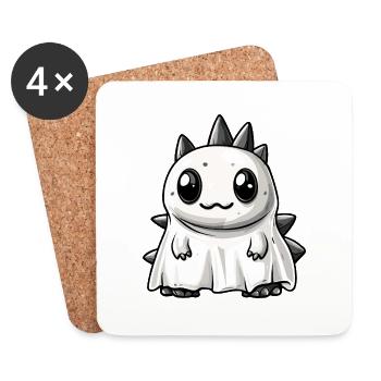 Dinosaur Stegosaurus Halloween Ghost - Coasters (set of 4) - white - Front