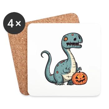 Dinosaurier brontosaurus Halloween Lustig Zombie - Untersetzer (4er-Set) - Weiß - Vorne
