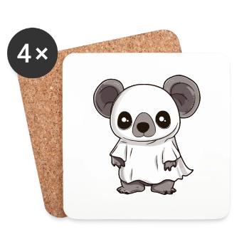Koala Halloween Bande dessinée Fantôme - Dessous de verre (lot de 4) - blanc - Devant