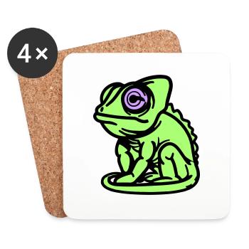 Caméléon - Dessous de verre (lot de 4) - blanc - Devant