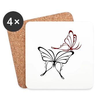 Papillons - Dessous de verre (lot de 4) - blanc - Devant