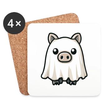 Cochon HalloweenSanglier fantôme - Dessous de verre (lot de 4) - blanc - Devant