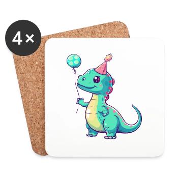 Dinosaur brontosaurus birthday comic - Coasters (set of 4) - white - Front