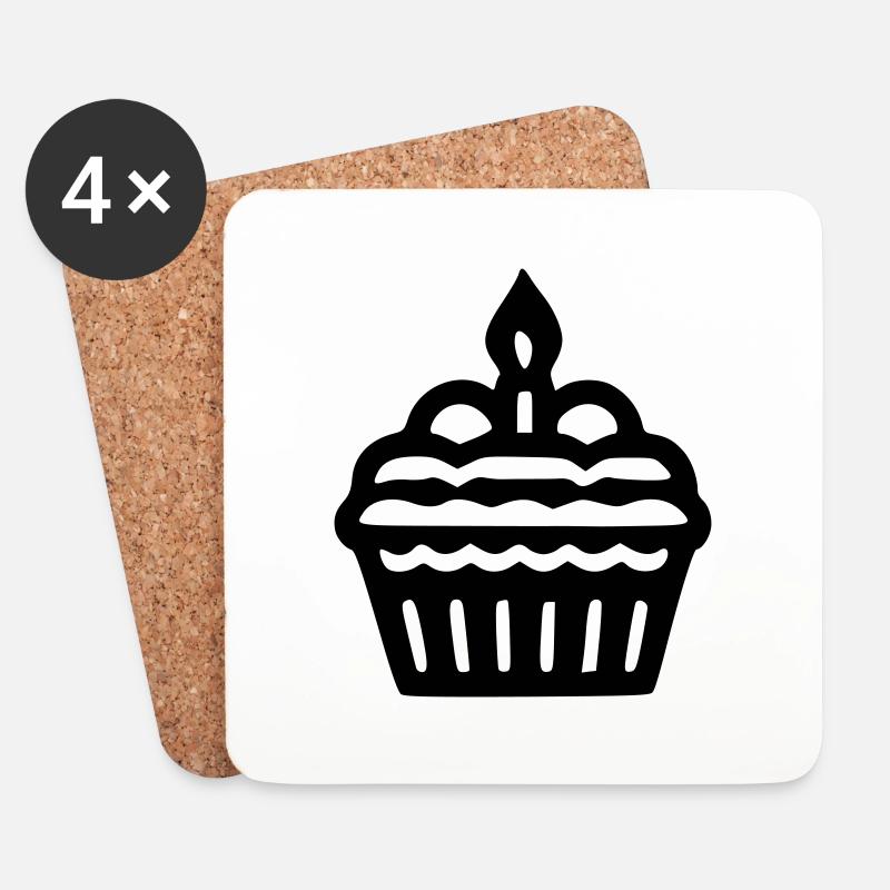Geburtstags-Cupcake - Untersetzer (4er-Set) - Weiß