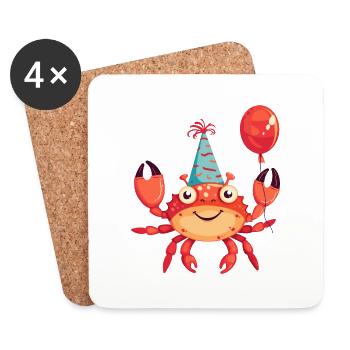 crabe crabe anniversaire bande dessinée - Dessous de verre (lot de 4) - blanc - Devant