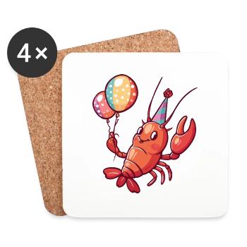 Crabe homard Anniversaire BD - Dessous de verre (lot de 4) - blanc - Devant