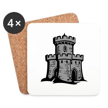 Burg Festung Ritterburg Symbol - Untersetzer (4er-Set) - Weiß - Vorne