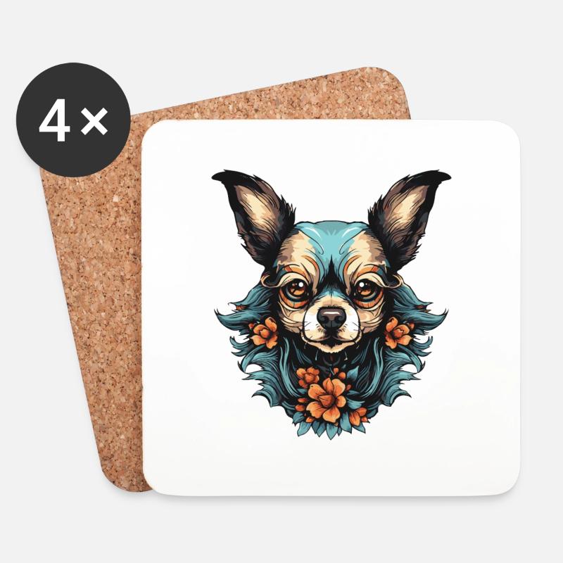 Hund Chihuahua - Untersetzer (4er-Set) - Weiß