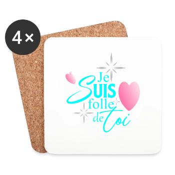 JE SUIS FOLLE DE TOI - Dessous de verre (lot de 4) - blanc - Devant