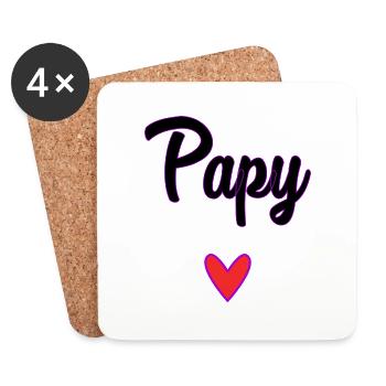 PAPY. PAPA. FÊTE DES PÈRES. BONNE FÊTE PAPA - Dessous de verre (lot de 4) - blanc - Devant