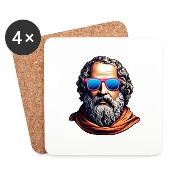 Buste Philosophe Rétro - Dessous de verre (lot de 4) - blanc - Devant