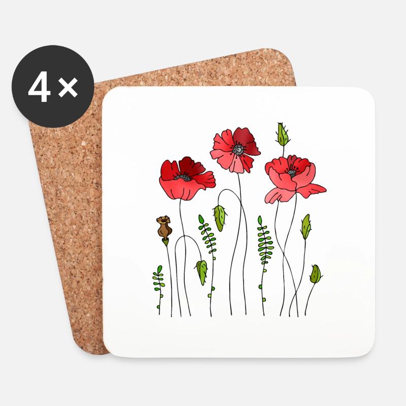 Blumen - Untersetzer (4er-Set) - Weiß