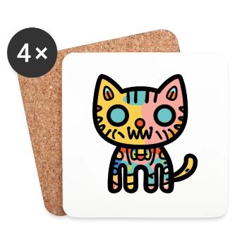 Katze Halloween Symbol Lustig - Untersetzer (4er-Set) - Weiß - Vorne