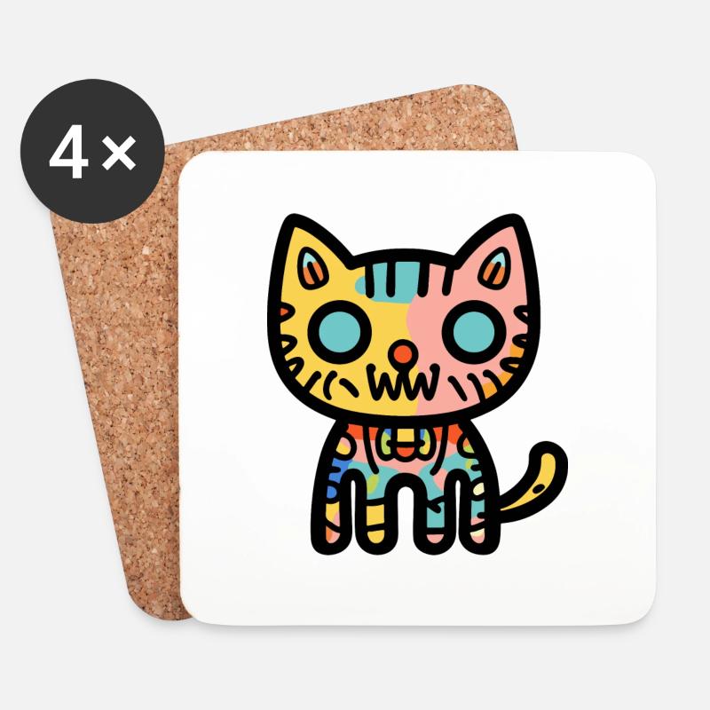 Katze Halloween Symbol Lustig - Untersetzer (4er-Set) - Weiß