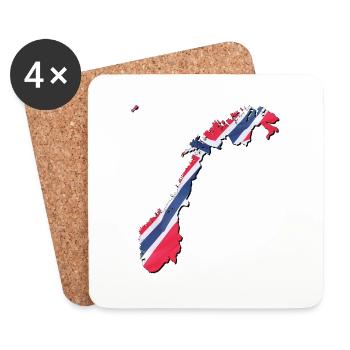 Norway flag in Norway map - Coasters (set of 4) - white - Front