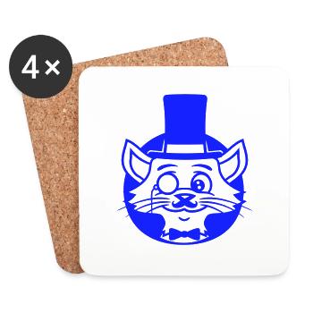 Sir Cat Gentleman Chapeau haut de forme Monocle Rich Gentleman - Dessous de verre (lot de 4) - blanc - Devant