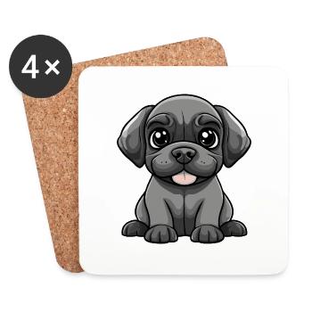 Mastiff Dog Comic Cute - Coasters (set of 4) - white - Front