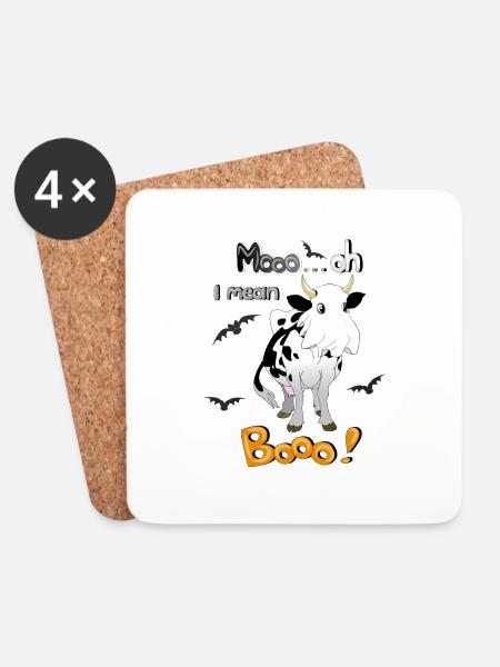 Kuh Halloween Mooo - Untersetzer (4er-Set) - Weiß