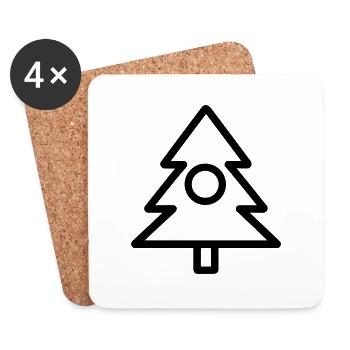 Weihnachtsbaum - Untersetzer (4er-Set) - Weiß - Vorne