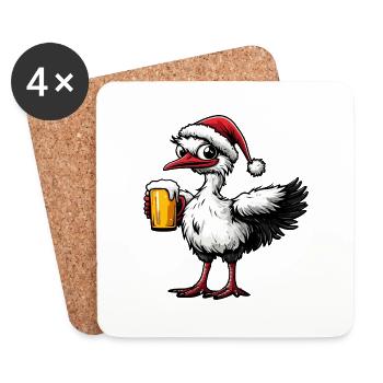 Strauß Weihnachten Bier - Untersetzer (4er-Set) - Weiß - Vorne