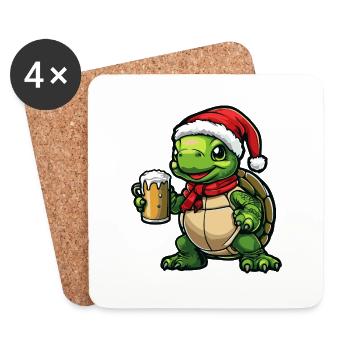 Turtle Christmas Beer - Coasters (set of 4) - white - Front