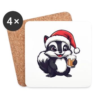 Stinktier Weihnachten Bier - Untersetzer (4er-Set) - Weiß - Vorne
