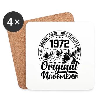 1972 November Original 52 Years Anniversary Gift - Coasters (set of 4) - white - Front
