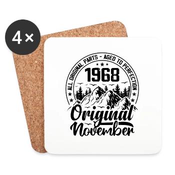 1968 November Original 56 Years Anniversary Gift - Coasters (set of 4) - white - Front