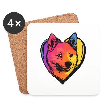 Akita Inu Dog Heart Dog Love - Coasters (set of 4) - white - Front